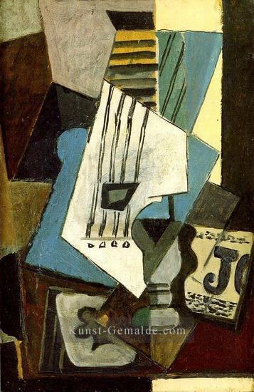 STILLLEBEN Guitare Zeitschrift verre et als Trefle 1914 kubist Pablo Picasso Ölgemälde